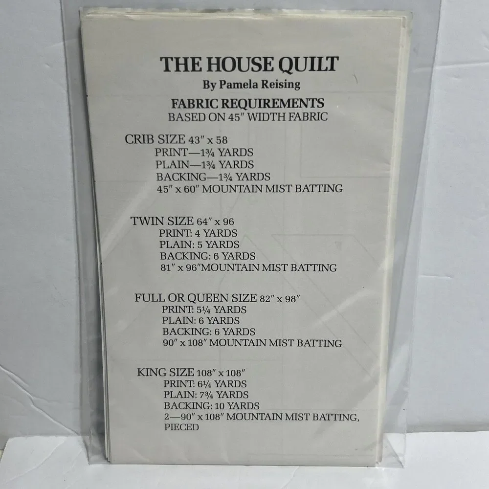 House Quilt Pamela Reising w/Plastic Templates NEW Vintage Sewing Pattern